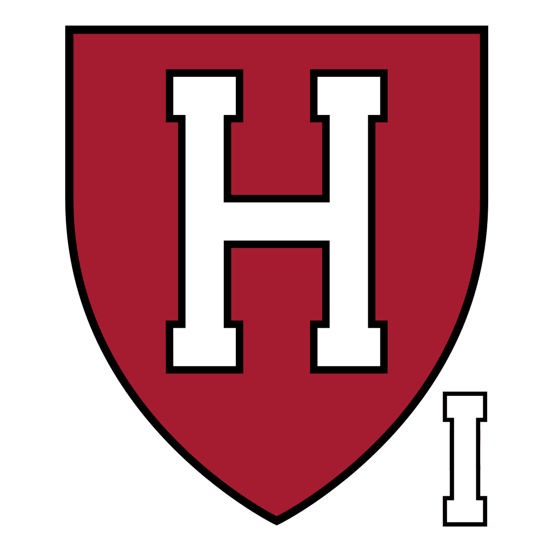 white H on a maroon shield I